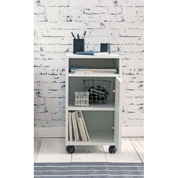 Rootz rullcontainer vit 33x60x38cm lådskåp kontorscontainer - Skrivbordsbehållare med dörr & bricka - Kontorsbehållare sidobehållare med hjul - Liten