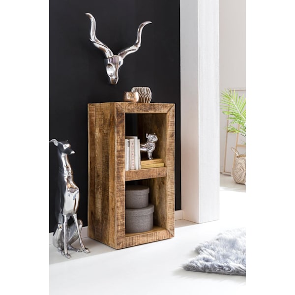 Rootz Golv massivt trä Mango 90 x 45 x 35 cm 2 våningar Design trähylla natur - Sidobord Lantlig stil - Liten bokhylla Trämassiv
