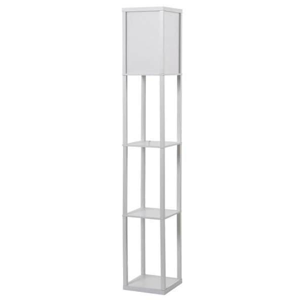 Rootz Golvlampa - Ståhylla - 3 hyllor - Interiörbelysning - Vardagsrumslampa - Vit - 26 x 26 x 160 cm