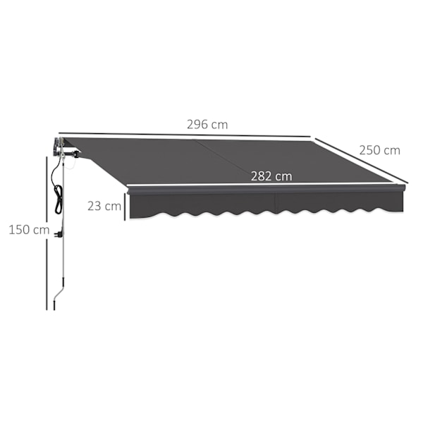 Rootz Klemmmarkise Awisning - Infällbar tak - Solskugga - UV -skydd - 296 cm x 250 cm - Hållbart aluminium och polyestertyg