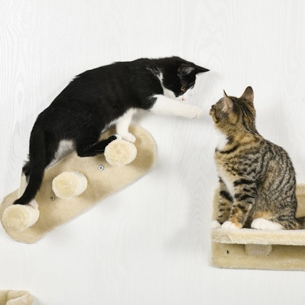 Rootz Cat Klatrevægsæt - Kattetræ - Kitty Tower - Kattelegetøj - Spånplader og plys - Fremmer sundhed og glæde - Dimensioner: 40 cm x 28 cm x 73 cm