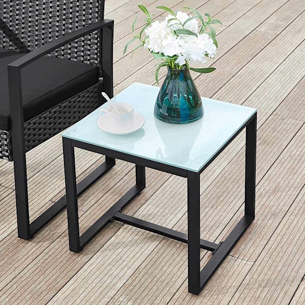 Rootz PE Rattan Utemöbler Set - Trädgårdsmöbler - Balkongset - Polyeten - Härdat glas - VFT-kuddar - 53cm x 57,5cm x 76cm