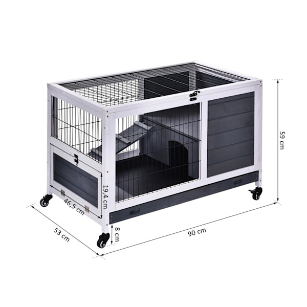 Rootz kaninbur - vit - gran, metall - 35,43 cm x 20,86 cm x 23,22 cm