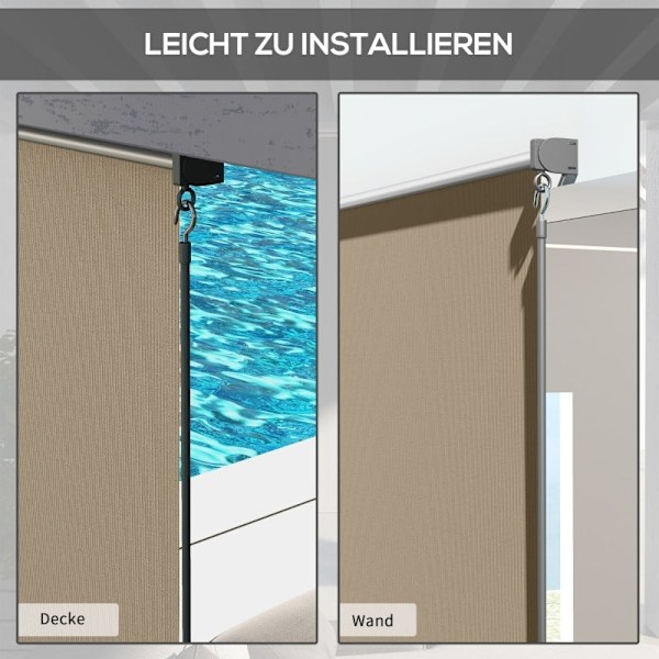 Rootz Outdoor Rullegardin - Privacy Screen - Solskærm - Beige - HDPE stof - Aluminiumsramme - 183cm x 185cm