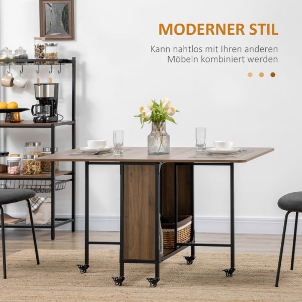 Rootz Mobilt hopfällbart bord - Platssparande matbord - Mångsidigt hopfällbart bord - Snygg design - 130cm x 80cm x 74cm - Spånskiva & metall