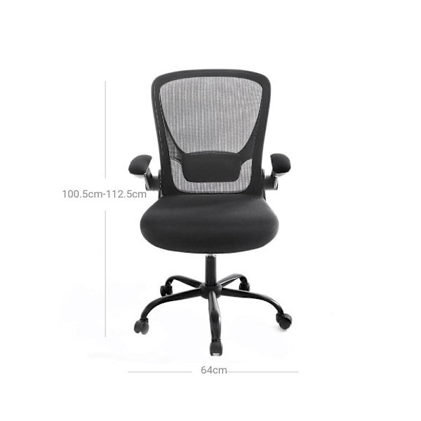 Rootz Kontorstol - Kontorstol med opklappelige armlæn - Ergonomisk kontorstol - Mesh-kontorstol - Arbejdskontorstol - Drejelig kontorstol - Computerst