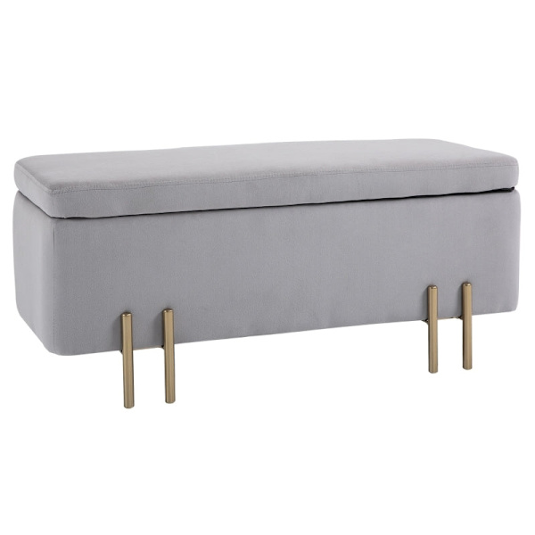 Rootz Storage Chest - Upholstered Bench - Storage Chest Bench - Storage Space - Light Grey