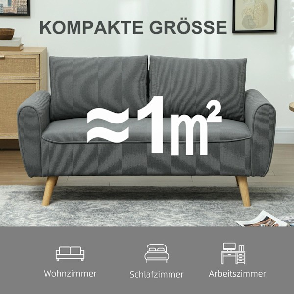 Rootz 2 -sits soffa - tyg soffa - liten soffa - lyxig komfort - 145 x 75 x 78 cm - antracit
