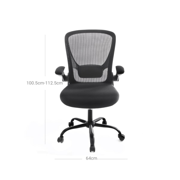 Rootz Mesh Kontorsstol - Skrivbordsstol - Snurrstol - Justerbart svankstöd - Uppfällbara armstöd - Andas Mesh - 66cm x 60cm x (99-107)cm