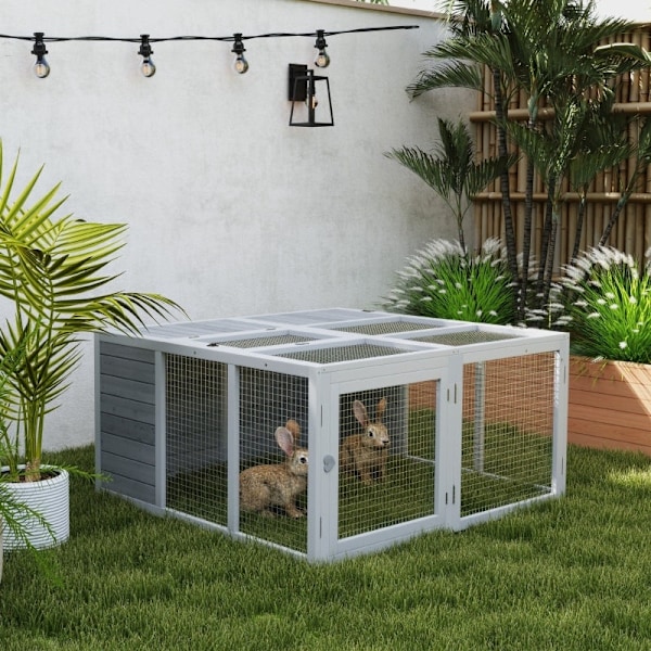 Rootz Rabbit Hutch - Pieneläinkotelo - Kaninhäkki - Säänkestävä suoja - 120cm x 120cm x 60cm