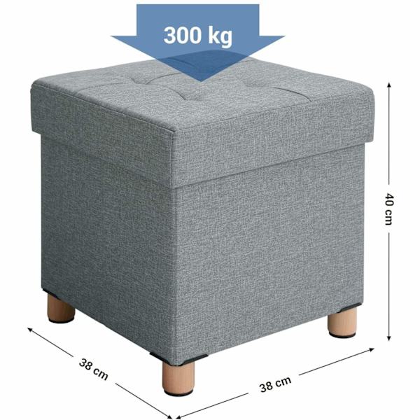 Rootz Hocker - Pall med förvaring - ottomansk - Grå sittstol med förvaringsutrymme - 38 x 40 x 38 cm (B/H/D)