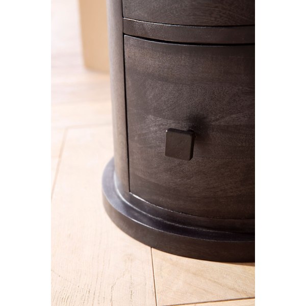 Rootz Modern kommode - Skænk - Opbevaringsskab - Mangotræ - Unik korn - Massivt træ - Sort - 34cm x 65cm x 34cm
