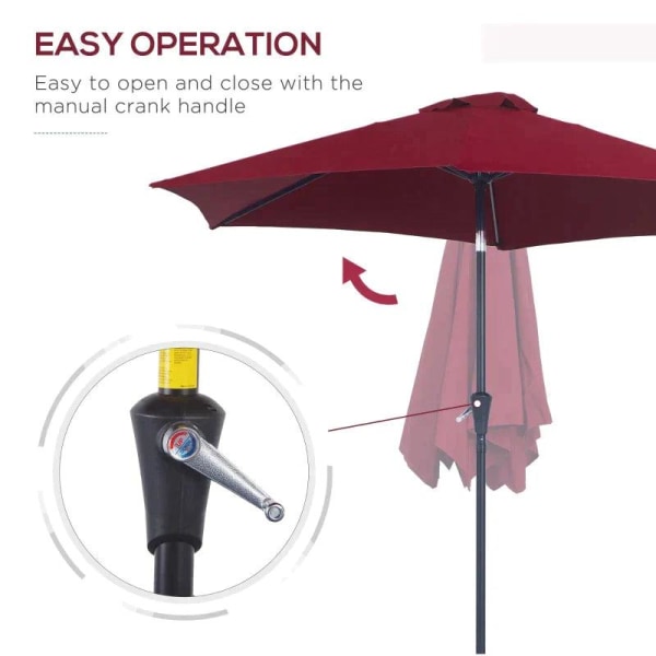 Rootz Parasol - Garden Parasol - Sun Protection - Umbrella - Hand Crank - Tilting Function - Red