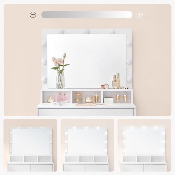 Rootz Toiletbord - Med spejl og glødepærer - Makeup Toiletbord -