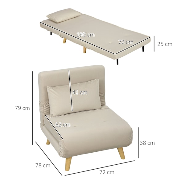 Rootz folding fåtöljbädd - Recliner - Velvet Sofa - Justerbart ryggstöd - Upp till 120 kg - 72 cm x 78 cm x 79 cm