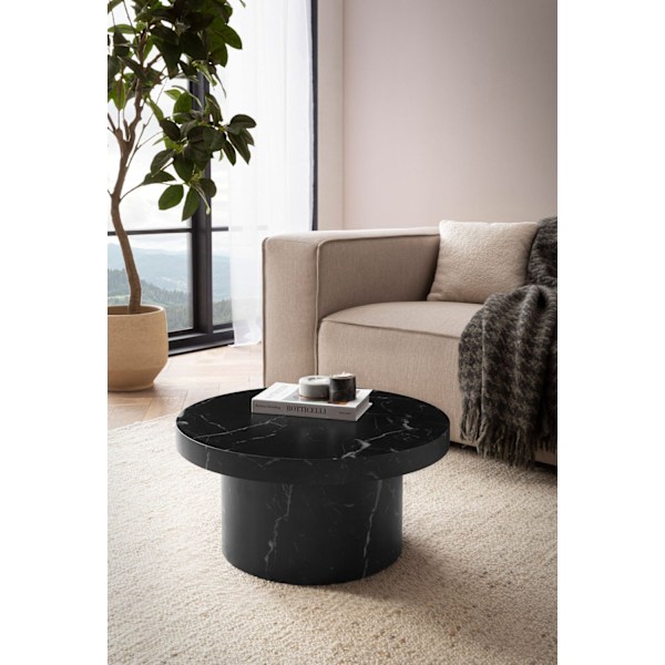 Rootz Round sofabord - Moderne bord - sort look -bord - Anti -slip -funktion - 60 cm x 60 cm x 30 cm