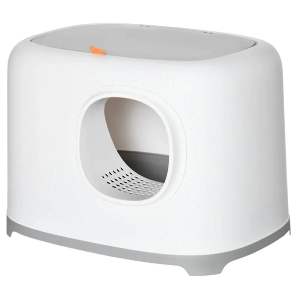 Rootz kattsandlåda - med huva för katter - upp till 5 kg - kattlåda med lock - nätbas - plast - vit - 55 x 40 x 39 cm