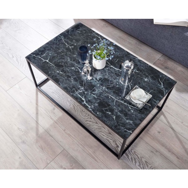 Rootz sofabord 100x60x40 cm med marmorlook sort - Stuebord med m