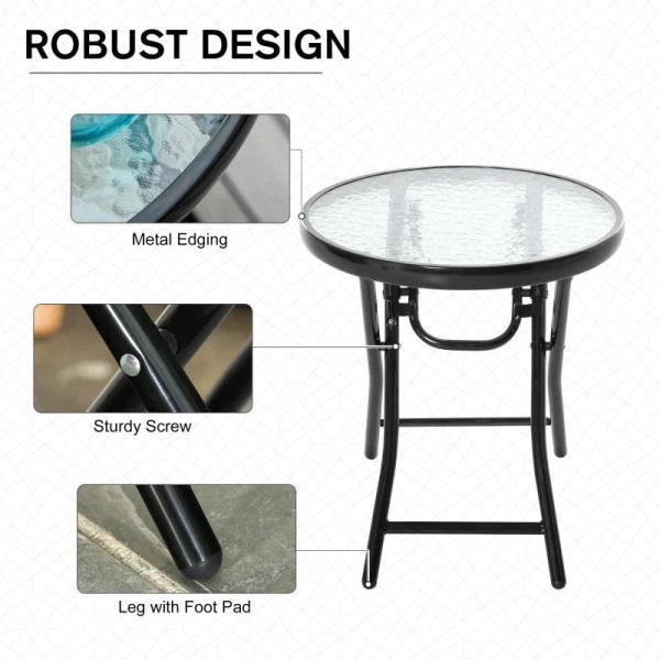 Rootz Havebord - Sidebord - Bistrobord med glas - Sammenklappeli