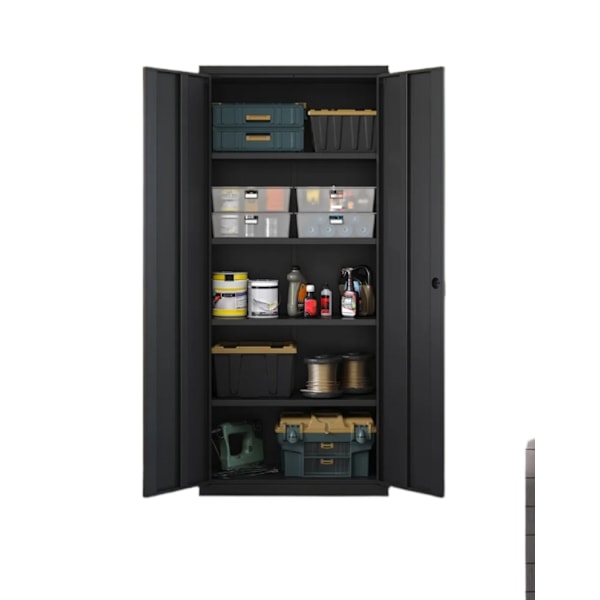 Rootz Multi -Purpose File Cabinet - Opbevaringsskab - Matt Black Cabinet - Holdbart pulverovertrukket stål - 40 x 80 x 180 cm
