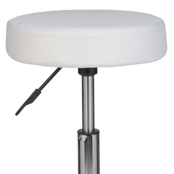 Rootz pall design arbetspall tyg överdrag vit ottoman med hjul Rullpall klädd utan ryggstöd XL