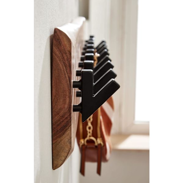 Rootz design klädhängare akacia massivt trä - metall 90 x 19 x 9 cm - Krokstång hall klädhängare vägg - Garderobsträ