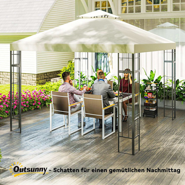 Rootz Garden Pavilion - Gazebo - Udendørs baldakin - UV30+ Beskyttelse - 3x3m - Hvid