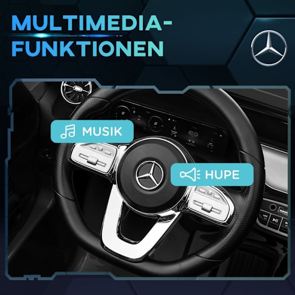 Rootz elektrisk børnebil - Licenseret Mercedes-Benz EQA - Ride-On-bil til børn - Musik & forlygter - Forældrefjernbetjening - 111,5 cm x 69 cm x 52,5