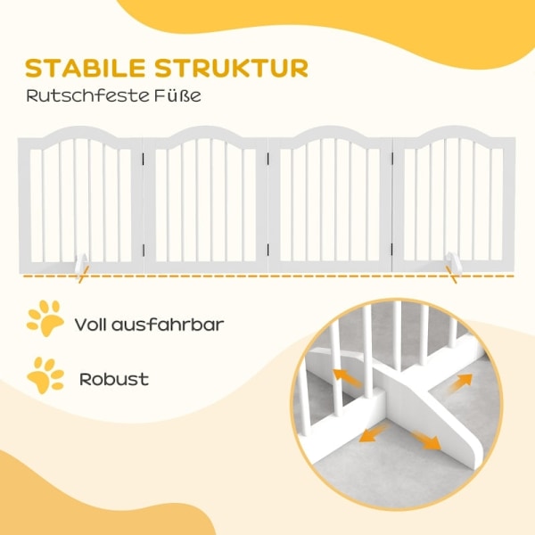 Rootz Pet Dog Barrier - Puinen koiran portti - Aita - Massiivipuu - MDF - Säädettävä - 203,5 cm x 29,5 cm x 61 cm