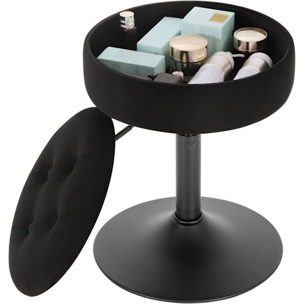 Rootz Justerbar Velvet Barstol - Bordstol - Drejeligt sæde - Holdbar og komfortabel - Multifunktionel med opbevaring - Justerbar højde 49,5 cm-65 cm -