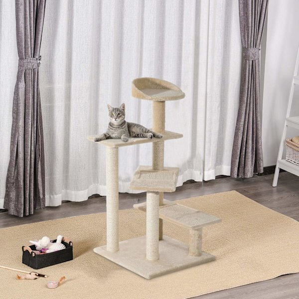 Rootz Skrapstolpe Cat - Beige - Spånskiva - 19,68 cm x 19,68 cm x 39,37 cm