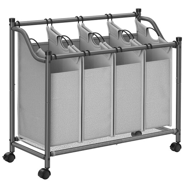 Rootz Tvättvagn - Tvättvagn - Klädkorg - Hög kvalitet - Snabb tvättinsamling - Sorteringspåsar - 87,5 cm x 38,5 cm x (67-81) cm