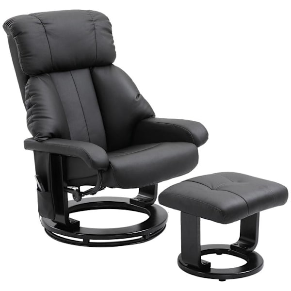 Rootz afslapningsstol med liggefunktion - Massagestol - Tv-stol - Liggestol - Ergonomisk stol - Lænestol med skammel - Sort - 76 x 80 x 102 cm