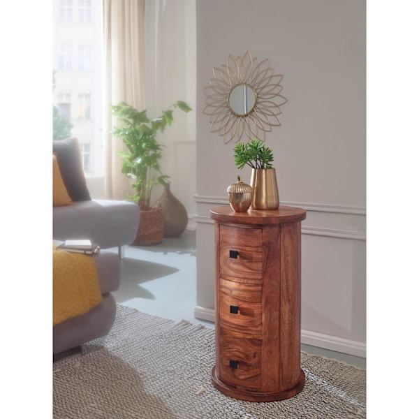 Rootz kommode - Sidebord - Skænk - 3 skuffer - 65 cm - Massivt træ - - Sideskab - Brun