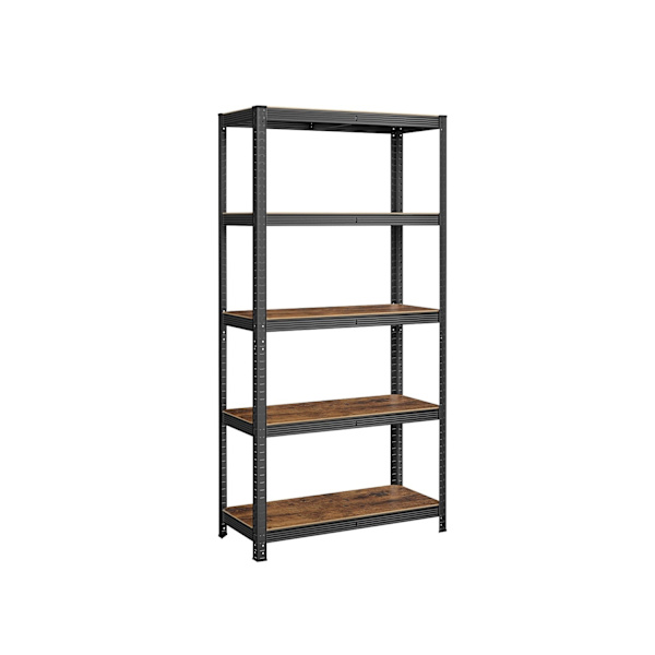 Rootz Heavy Duty Hylde - Opbevaringsstativ - Metalreoler - Stålkonstruktion - Rustbestandig - Højdejusterbar - Vintage Brun-Sort - 40cm x 90cm x 180cm