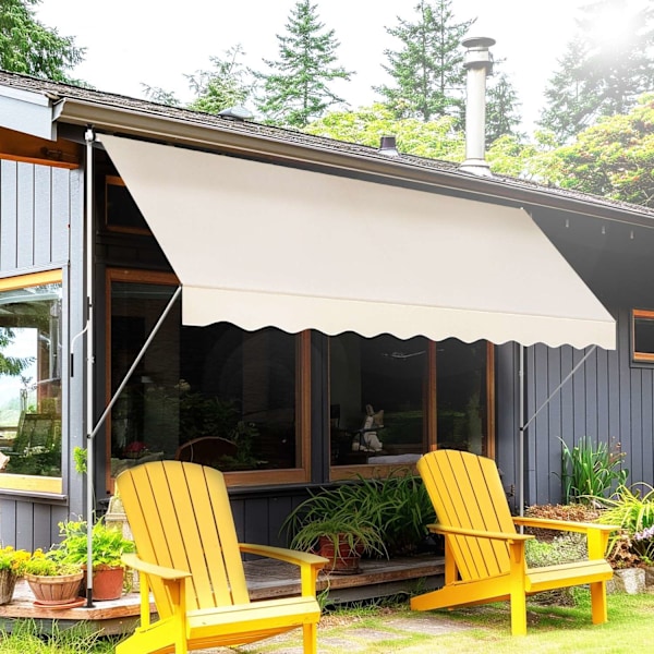 Rootz Manual Udvidelig markise - Solsejl - terrasse markise - UV -beskyttelse - 400 cm x 120 cm x 170-280 cm