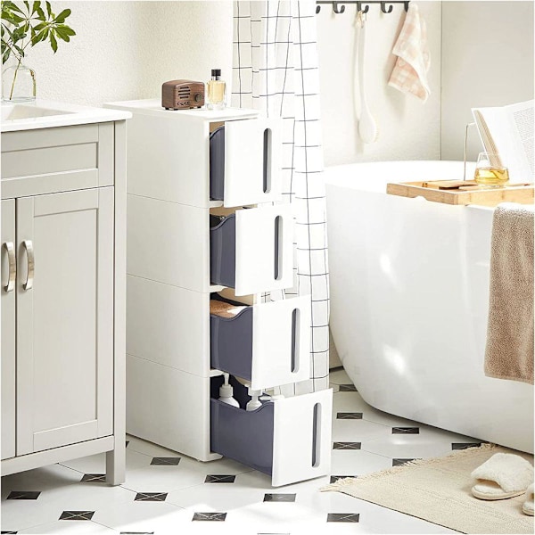 Rootz Niche Hylly - Niche Hylly pyörillä - Niche Hylly pyörillä - Näytön hylly - Kulmahylly - Valkoinen/harmaa - 45 x 17 x 83 cm