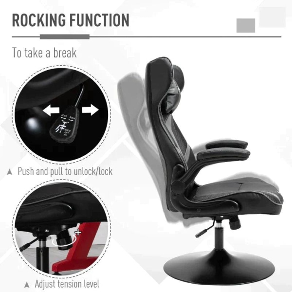 Rootz Gaming Chair - Kontorstol - Kunstlæder - Justerbar hovedpu