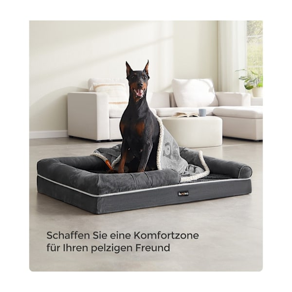 Rootz Ortopedisk Hundsäng - Husdjurssäng - Memory Foam Madrass - Upphöjd bolster - 120cm x 85cm x 25cm