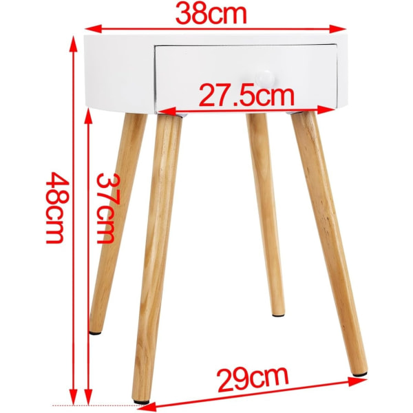 Rootz multifunktionelt sengebord - Natbord - Opbevaringsenhed - Rigelig opbevaring, alsidigt design, konstruktion af høj kvalitet - 38 cm x 48 cm