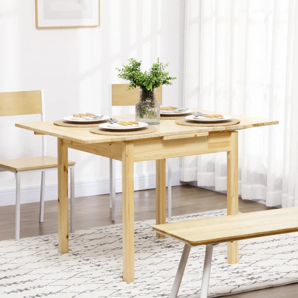 Rootz ruokapöytä - Valmistettu massiivipuusta - Kokoontaittuva pöytä - Jatkettava - Luonnollinen - 120cm x 80cm x 75cm