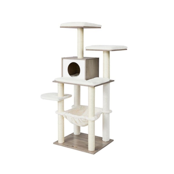 Rootz Cat Tree - Skrapstolpe - Kattträd med plattformar - Cat Climbing Tree - Cat Activity Tree - Cat Play Tree - Modern Cat Tree - Cat Tree House - S