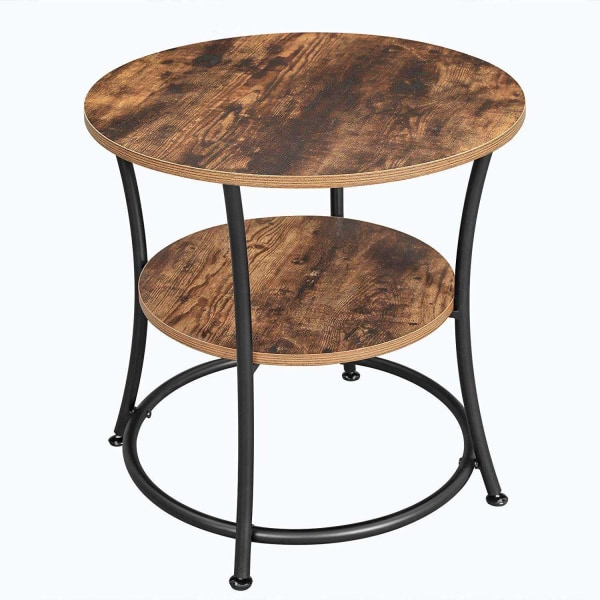Rootz Pyöreä sivupöytä - Vintage-sohvapöytä - Puinen sohvapöytä - Sivupöydät - 55 CM