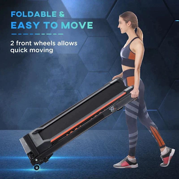 Rootz Løbebånd - Elektrisk Løbebånd - Elektrisk Løbebånd Med LCD Display - Sammenfoldelig fitnessmaskine - Stål - Sort - 105 x 56 x 108,5 cm