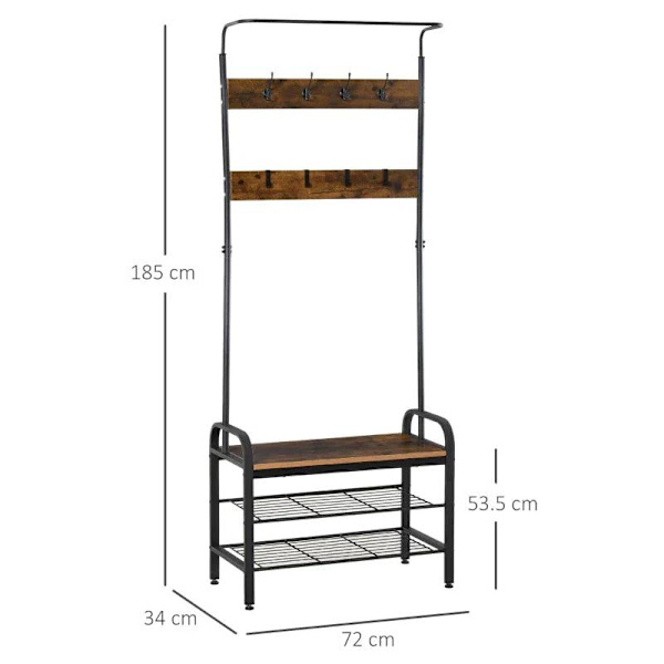 Rootz-naulakko - Kenkäteline - Vaateteline - Hall Tree - 72 x 34 x 185 cm