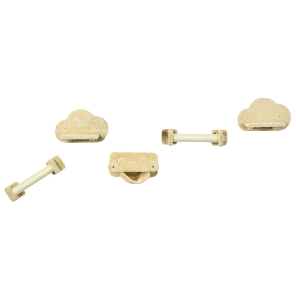 Rootz PawHut Cat Stairs 5-delat set - Cat Climbing Steps - Cat Vägghyllor - Platssnål design - Multifunktionell - Hållbar och stabil - 44W x 22D x 28H