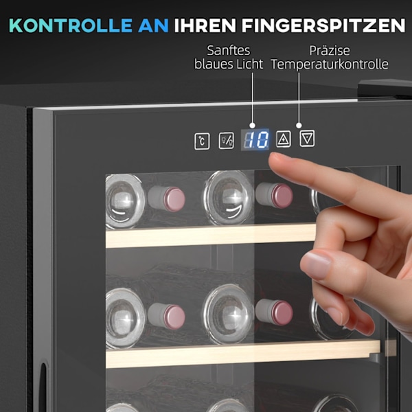 Rootz Wine Kylskåp - Dryck Kylskåp - Wine Cooler - LED Display - 45.1x53.8x79.8cm - 41 flaskkapacitet
