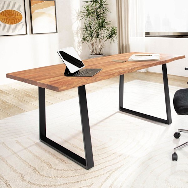 Rootz Modern Design Office Skrivbord - Massivt bord - Träfibrer - Trapetsformade ben - Handgjorda - Acaciaträ - 120cm x 60cm x 76cm