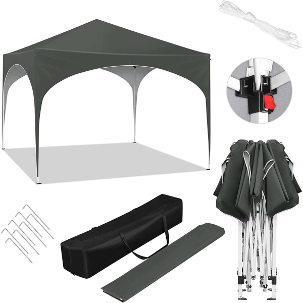 Rootz Ultimate Outdoor Gazebo - Weather Shelter - Event Pavilion - Stark metallram - UV- och regnskydd - Enkel installation - 3x3m
