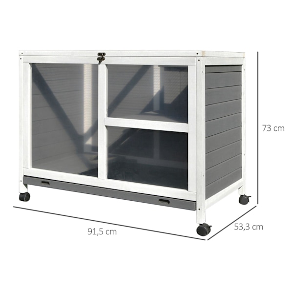 Rootz Rabbit Hutch kaksikerroksinen - harmaa - kuusipuu, lasi, vatsa - 36,02 cm x 20,98 cm x 28,74 cm